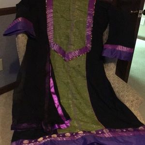 Block print silk shirt dupatta